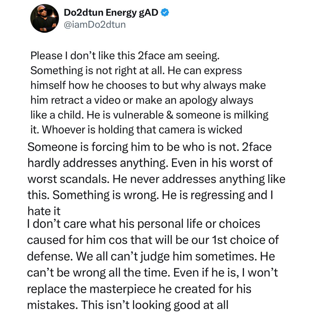 I don?t like this 2face am seeing. Something is not right - OAP Dotun reacts to 2face Idibia?s apology video over comment that men aren?t built to be with one woman